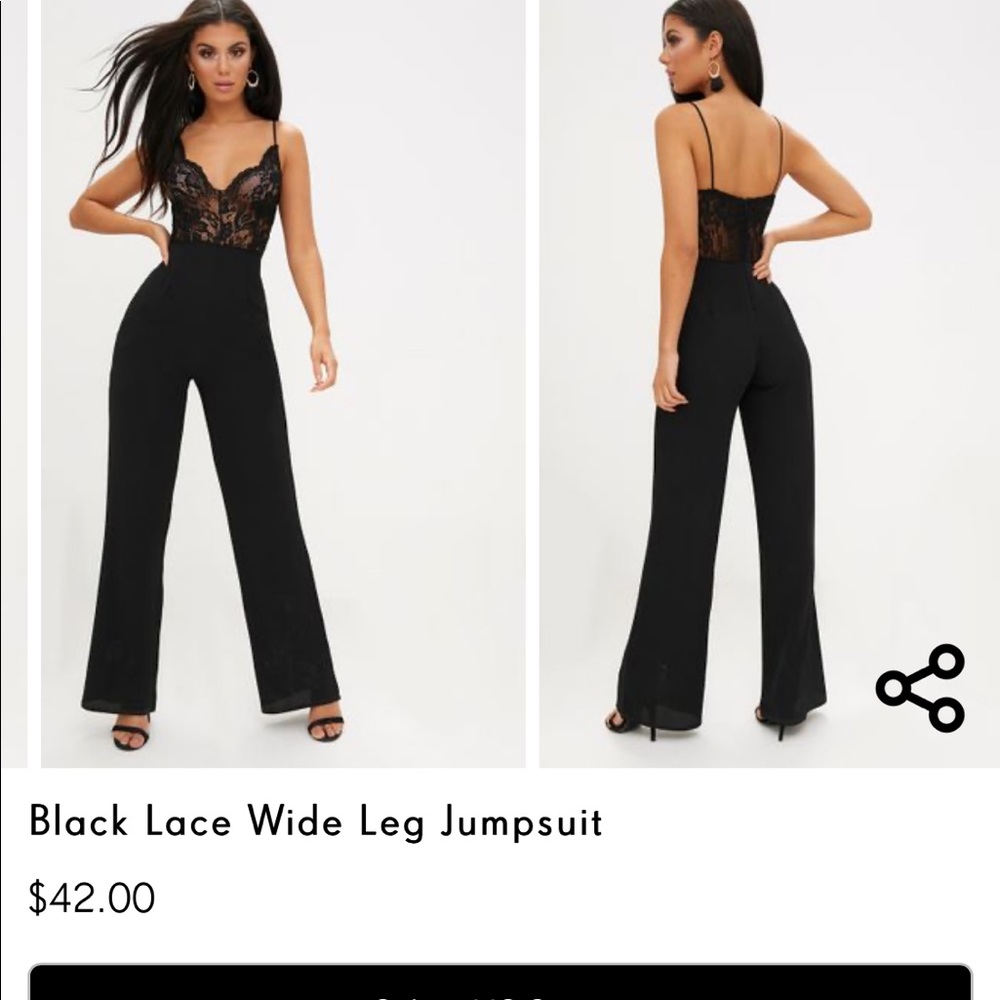 Black pretty little thing lace jumpsuit xs 0